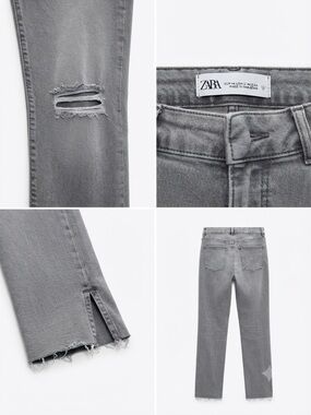 Zara sz 12 Women’s Gray Straight leg Distressed Jeans, great condition!